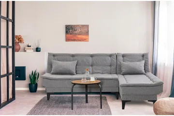 Hunterville Høyre L-formet Sovesofa 107x225 cm i Stoff - Grå - Møbler - Sofaer - Sovesofaer