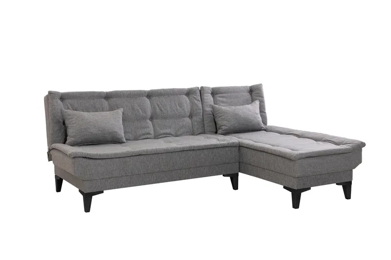 Hunterville Høyre L-formet Sovesofa 107x225 cm i Stoff, Grå