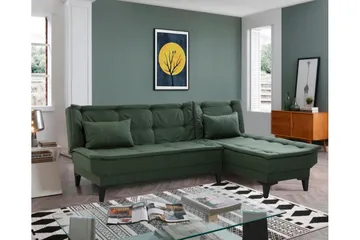 Hunterville Høyre L-formet Sovesofa 107x225 cm i Stoff - Grønn - Møbler - Sofaer - Sovesofaer
