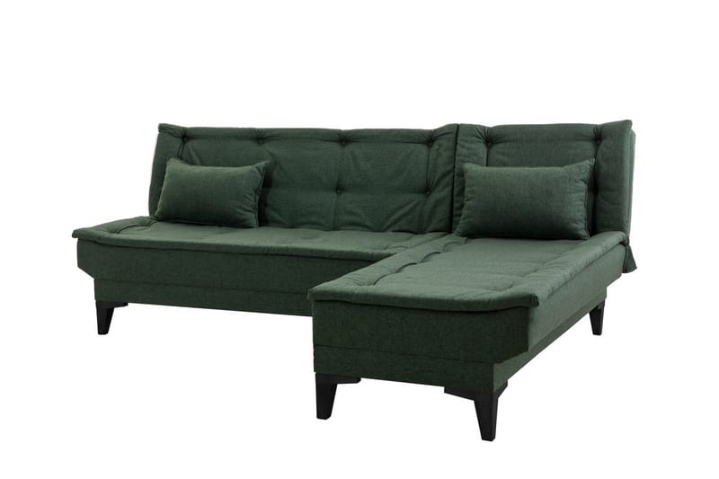 Hunterville Høyre L-formet Sovesofa 107x225 cm i Stoff - Grønn - Møbler - Sofaer - Sovesofaer