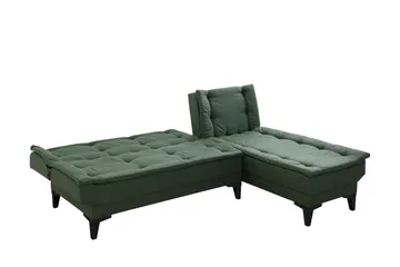 Hunterville Høyre L-formet Sovesofa 107x225 cm i Stoff - Grønn - Møbler - Sofaer - Sovesofaer