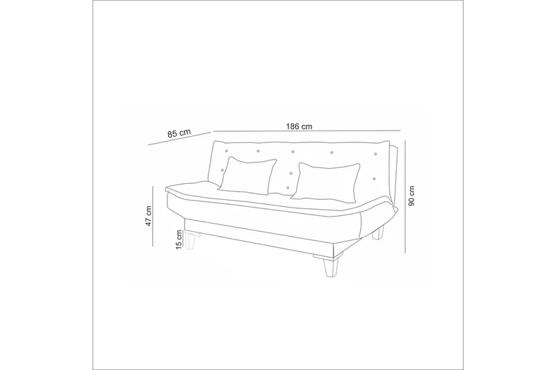 Hunterville Sovesofa 3-seters 106x187 - Mørkeblå - Møbler - Sofaer - Sovesofaer