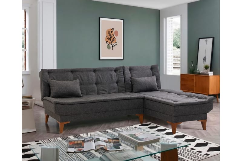 Hunterville Sovesofa m. Divan 4-seters 107x205 - Antrasitt - Møbler - Sofaer - Sovesofaer