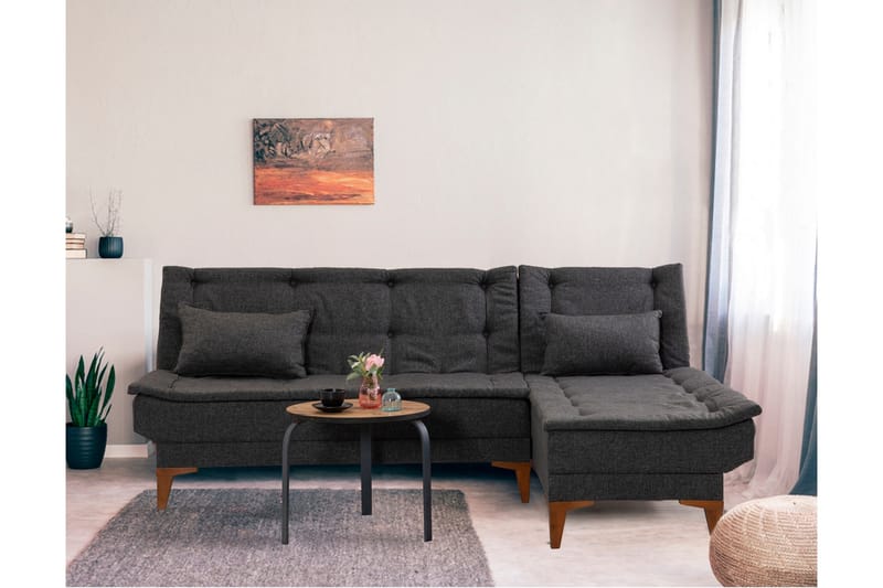 Hunterville Sovesofa m. Divan 4-seters 107x205 - Antrasitt - Møbler - Sofaer - Sovesofaer