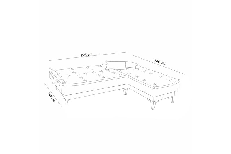 Hunterville Sovesofa m. Divan 4-seters 107x205 - Grønn - Sovesofaer - Sovesofa divan