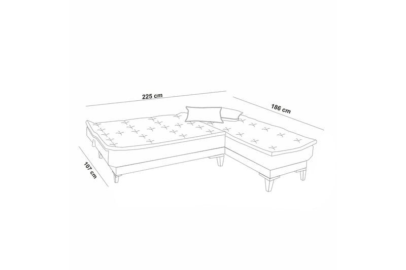 Hunterville Sovesofa m. Divan 4-seters 107x205 - Grønn - Møbler - Sofaer - Sovesofaer
