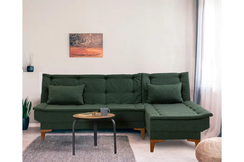 Hunterville Sovesofa m. Divan 4-seters 107x205 - Grønn - Møbler - Sofaer - Sovesofaer