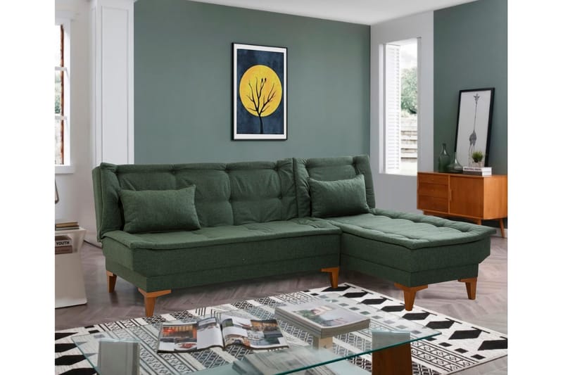 Hunterville Sovesofa m. Divan 4-seters 107x205 - Grønn - Møbler - Sofaer - Sovesofaer