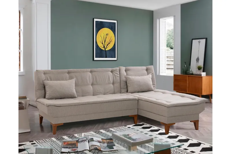 Hunterville Sovesofa m. Divan 4-seters 107x205 - Krem - Møbler - Sofaer - Sovesofaer