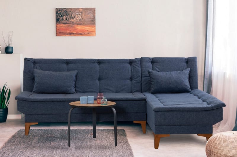 Hunterville Sovesofa m. Divan 4-seters 107x205 - Mørkeblå - Møbler - Sofaer - Sovesofaer