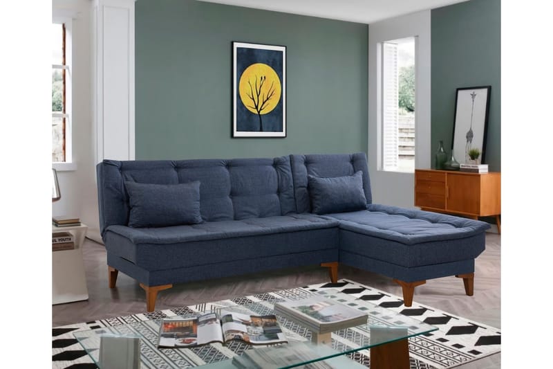 Hunterville Sovesofa m. Divan 4-seters 107x205 - Mørkeblå - Møbler - Sofaer - Sovesofaer
