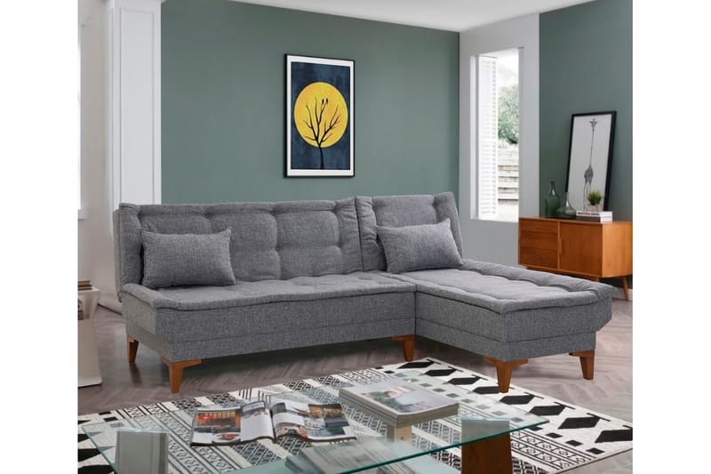 Hunterville Sovesofa m. Divan 4-seters 107x205 - Mørkegrå - Møbler - Sofaer - Sovesofaer