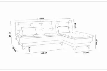 Hunterville Sovesofa med Sjeselong 4-seter - Antrasitt - Møbler - Sofaer - Sovesofaer