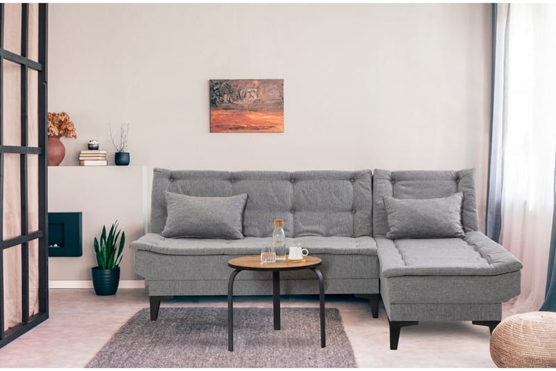 Hunterville Sovesofa med Sjeselong 4-seter - Grå - Møbler - Sofaer - Sovesofaer