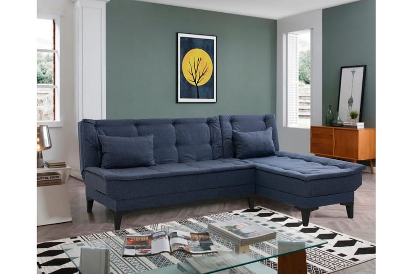 Hunterville Sovesofa med Sjeselong 4-seter - Marineblå - Møbler - Sofaer - Sovesofaer