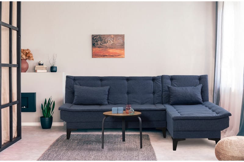 Hunterville Sovesofa med Sjeselong 4-seter - Marineblå - Møbler - Sofaer - Sovesofaer