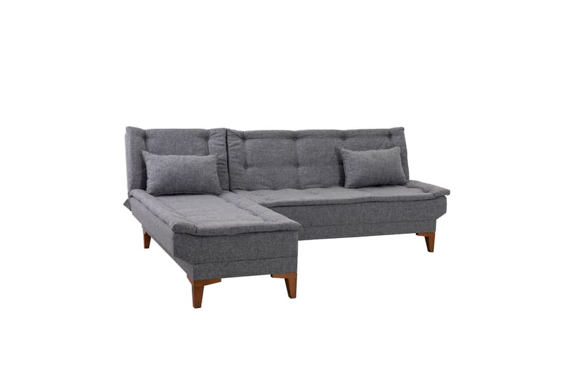 Hunterville Venstre L-formet Sovesofa 107x225 cm i Stoff - Grå - Møbler - Sofaer - Sovesofaer