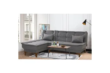 Hunterville Venstre L-formet Sovesofa 107x225 cm i Stoff - Grå - Møbler - Sofaer - Sovesofaer