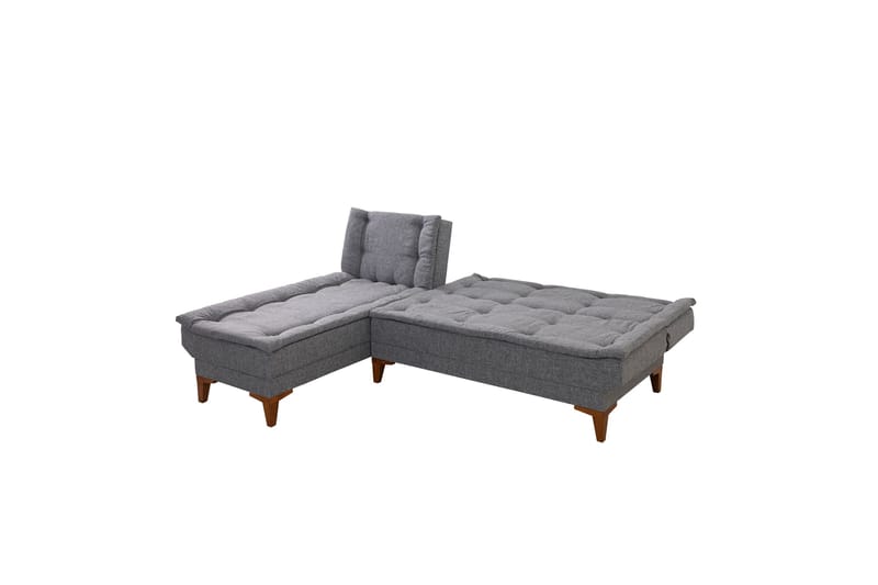 Hunterville Venstre L-formet Sovesofa 107x225 cm i Stoff - Grå - Møbler - Sofaer - Sovesofaer