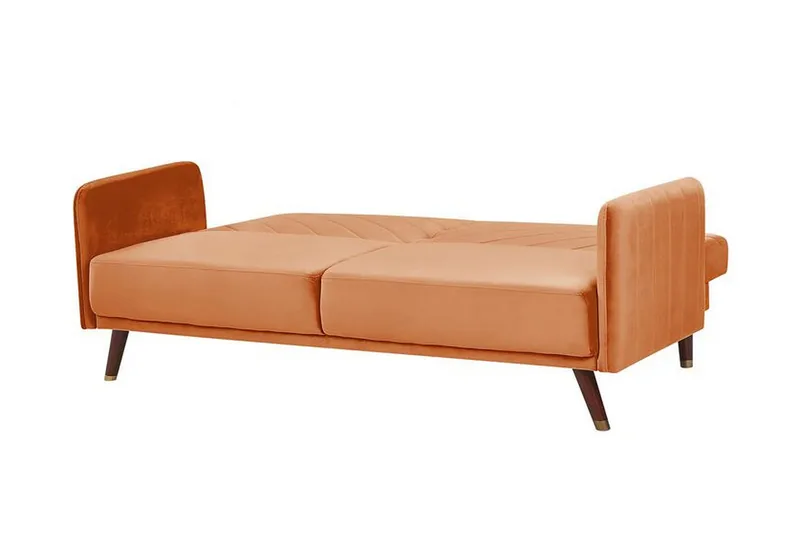 Induja 3-seters Sovesofa - Fløyel/Oransje - Møbler - Sofaer - Sovesofaer