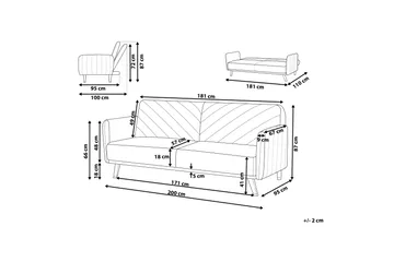 Induja 3-seters Sovesofa - Fløyel/Oransje - Møbler - Sofaer - Sovesofaer