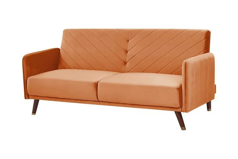 Induja 3-seters Sovesofa - Fløyel/Oransje - Møbler - Sofaer - Sovesofaer
