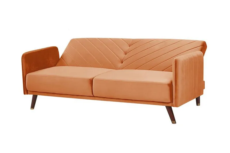 Induja 3-seters Sovesofa - Fløyel/Oransje - Møbler - Sofaer - Sovesofaer