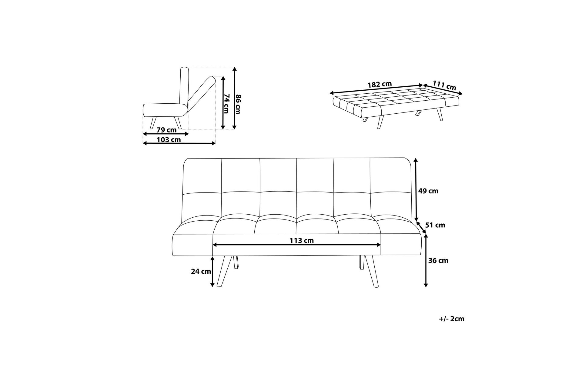 Ingaro Sovesofa 182 cm - Grå - Møbler - Sofaer - Sovesofaer