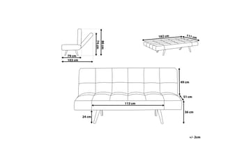 Ingaro Sovesofa 182 cm - Grå - Møbler - Sofaer - Sovesofaer