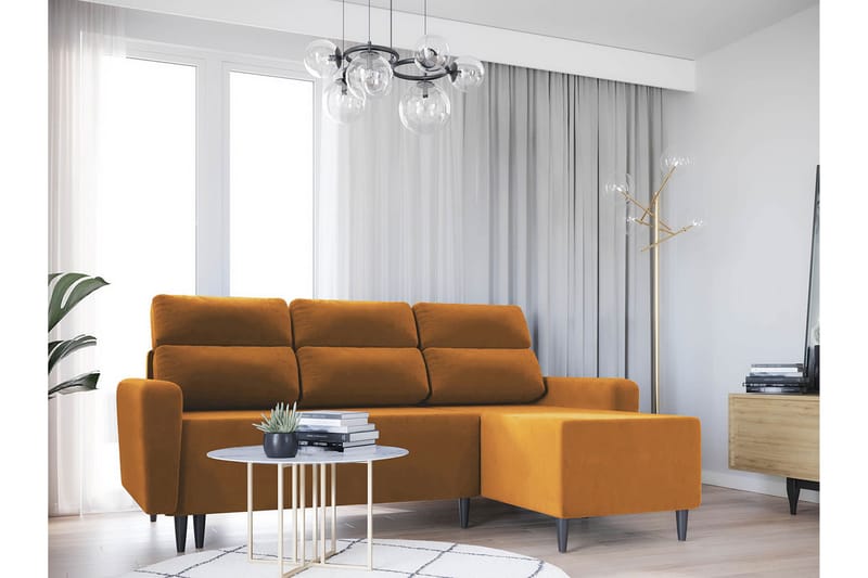 Iriyama 3-seters Sovesofa med Divan Venstre - Fløyel/Brun - Møbler - Sofaer - Sovesofaer