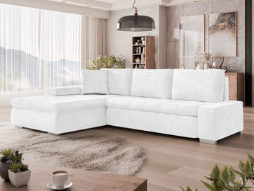 Irja 4-seters sovesofa med sjeselong, venstrevendt - Hvit - Møbler - Sofaer - Sovesofaer