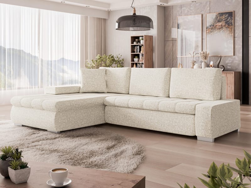 Irja 4-seters sovesofa med sjeselong, venstrevendt - Lys beige - Møbler - Sofaer - Sovesofaer