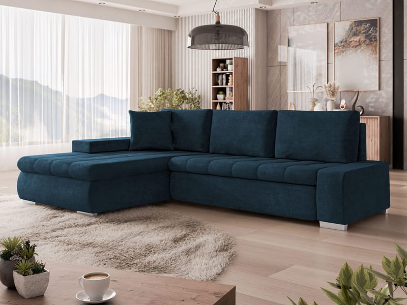 Irja 4-seters sovesofa med sjeselong, venstrevendt - Mørkeblå - Møbler - Sofaer - Sovesofaer