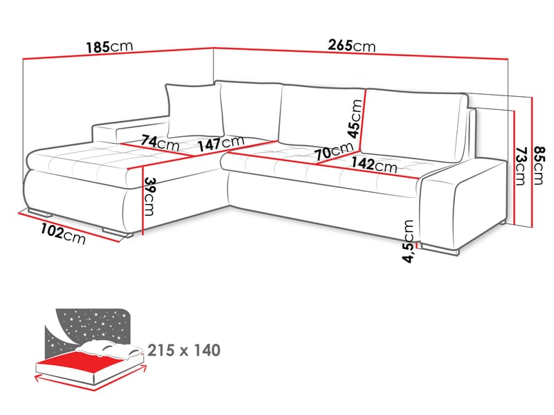 Irja 4-seters sovesofa med sjeselong, venstrevendt - Olivengrønn - Møbler - Sofaer - Sovesofaer