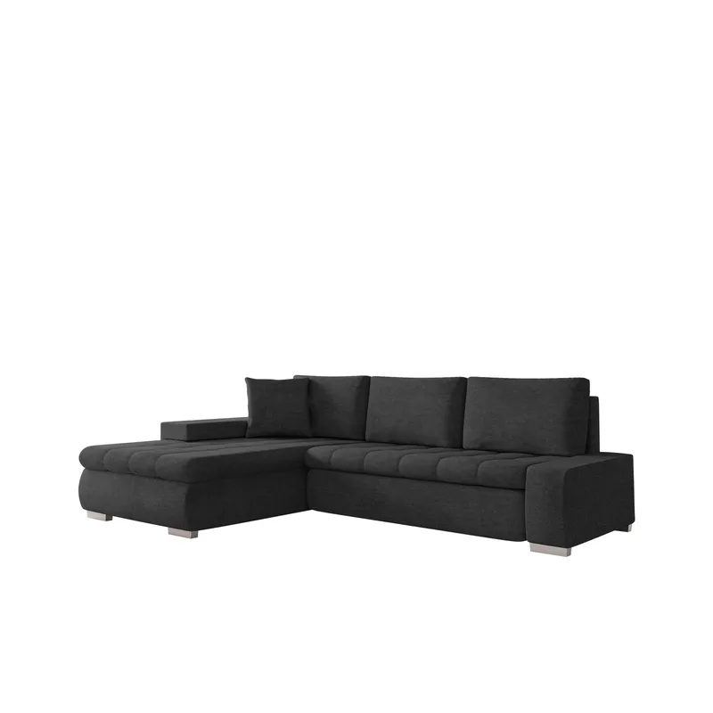 Irja 4-seters sovesofa med sjeselong, venstrevendt, Svart