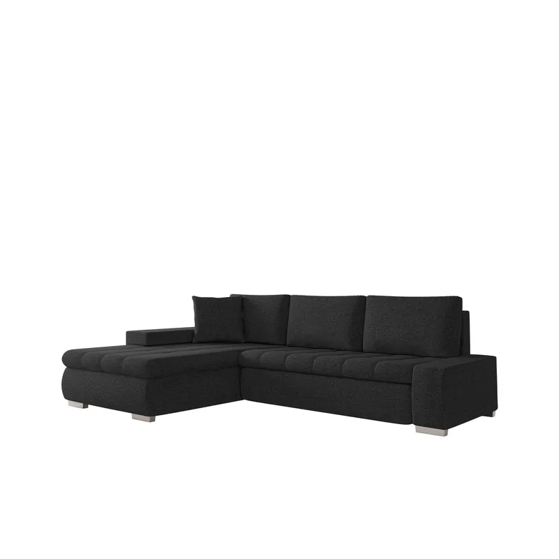 Irja 4-seters sovesofa med sjeselong, venstrevendt, Svart