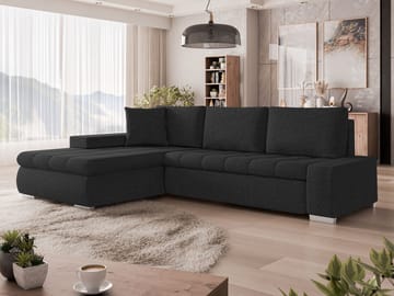 Irja 4-seters sovesofa med sjeselong, venstrevendt - Svart - Møbler - Sofaer - Sovesofaer