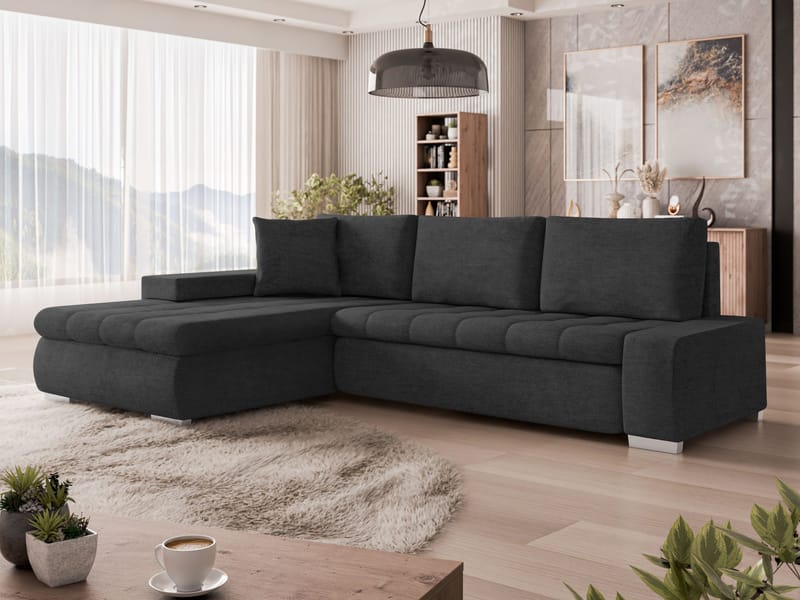 Irja 4-seters sovesofa med sjeselong, venstrevendt - Svart - Møbler - Sofaer - Sovesofaer