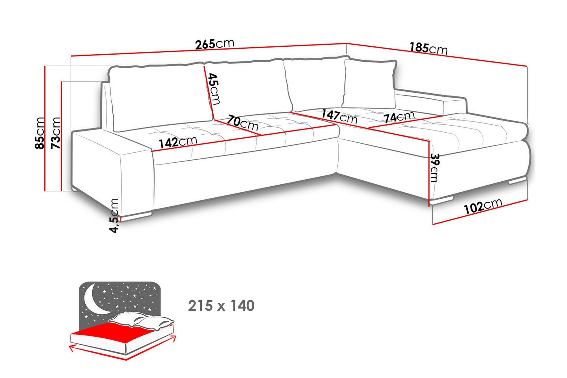 Irja Sovesofa m. Divan L-formet - Møbler - Sofaer - Sovesofaer