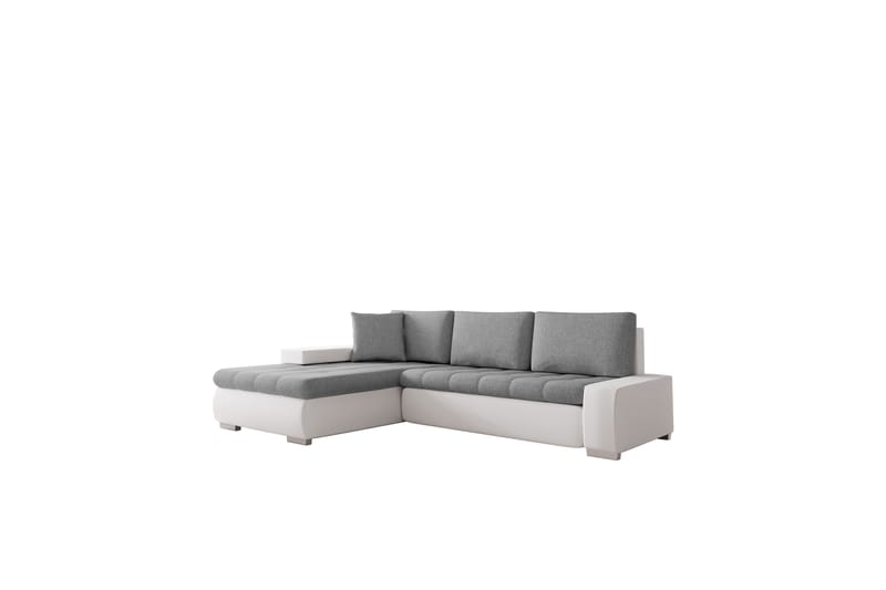 Irja Sovesofa med Sjeselong 3-seter i Kunstlær - Hvit / Grå - Møbler - Sofaer - Sovesofaer