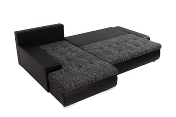 Irja Sovesofa med Sjeselong 3-seter i Plysj - Grå - Møbler - Sofaer - Sovesofaer