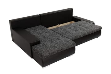 Irja Sovesofa med Sjeselong 3-seter i Plysj - Grå - Møbler - Sofaer - Sovesofaer