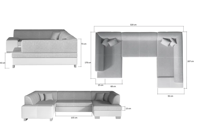 Jamaal Hjørnesovesofa - Grå/Svart - Møbler - Sofaer - Sovesofaer