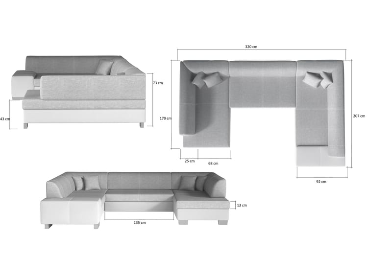 Jamaal Hjørnesovesofa - Grå/Svart - Møbler - Sofaer - Sovesofaer