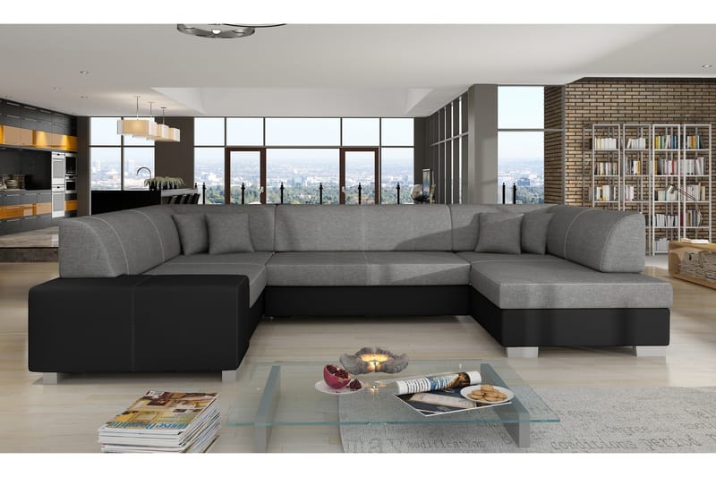 Jamaal Hjørnesovesofa - Grå/Svart - Møbler - Sofaer - Sovesofaer