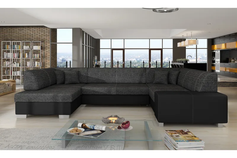 Jamaal Hjørnesovesofa - Grå/Svart - Møbler - Sofaer - Sovesofaer