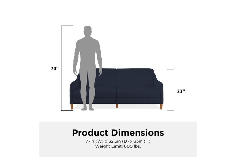 Jasper 2-seters Sovesofa Marineblå - Dorel Home - Møbler - Sofaer - Sovesofaer