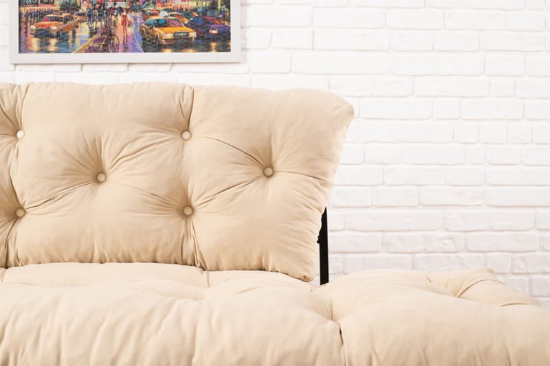 Jenica 2-seter Utklappbar Sovesofa i Stoff med Metallben - Beige - Møbler - Sofaer - Sovesofaer