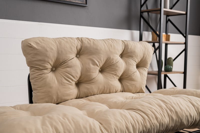 Jenica 2-seter Utklappbar Sovesofa i Stoff med Metallben - Beige - Møbler - Sofaer - Sovesofaer