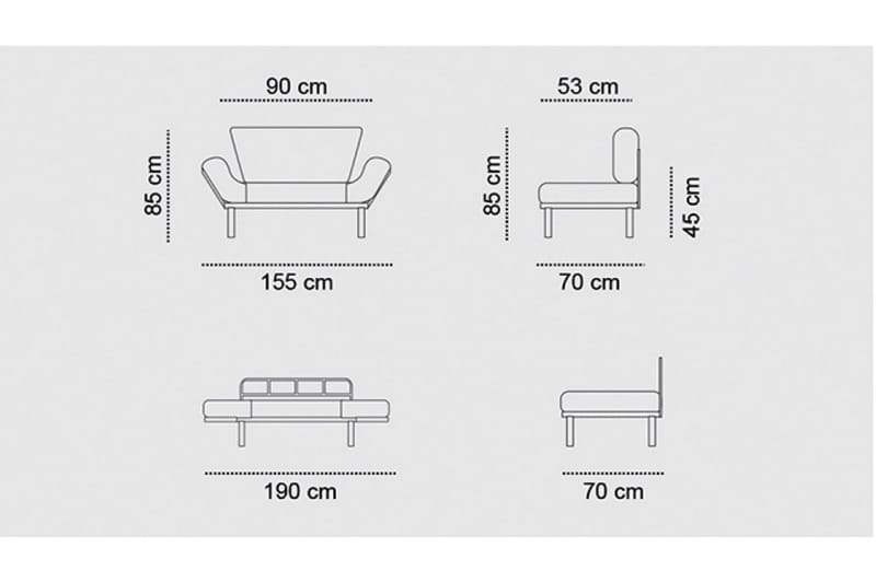 Jenica 2-seter Utklappbar Sovesofa i Stoff med Metallben - Beige - Møbler - Sofaer - Sovesofaer